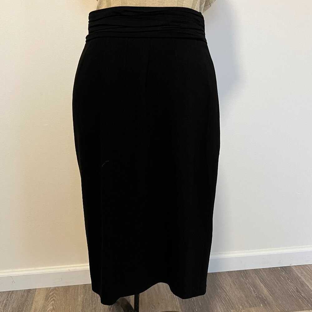 Vintage Black Prada Midi Pencil Skirt Size 44 Made in Italy